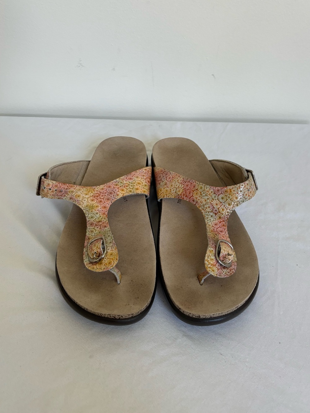 SAS Sanibel Womens Comfort T-Strap Sandals Size 9 M Bronze Metallic Leather
